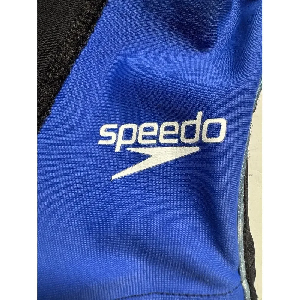 Speedo PowerFLEX Eco Boys Size 22 Black Blue Jammer Competition Swim Shorts
